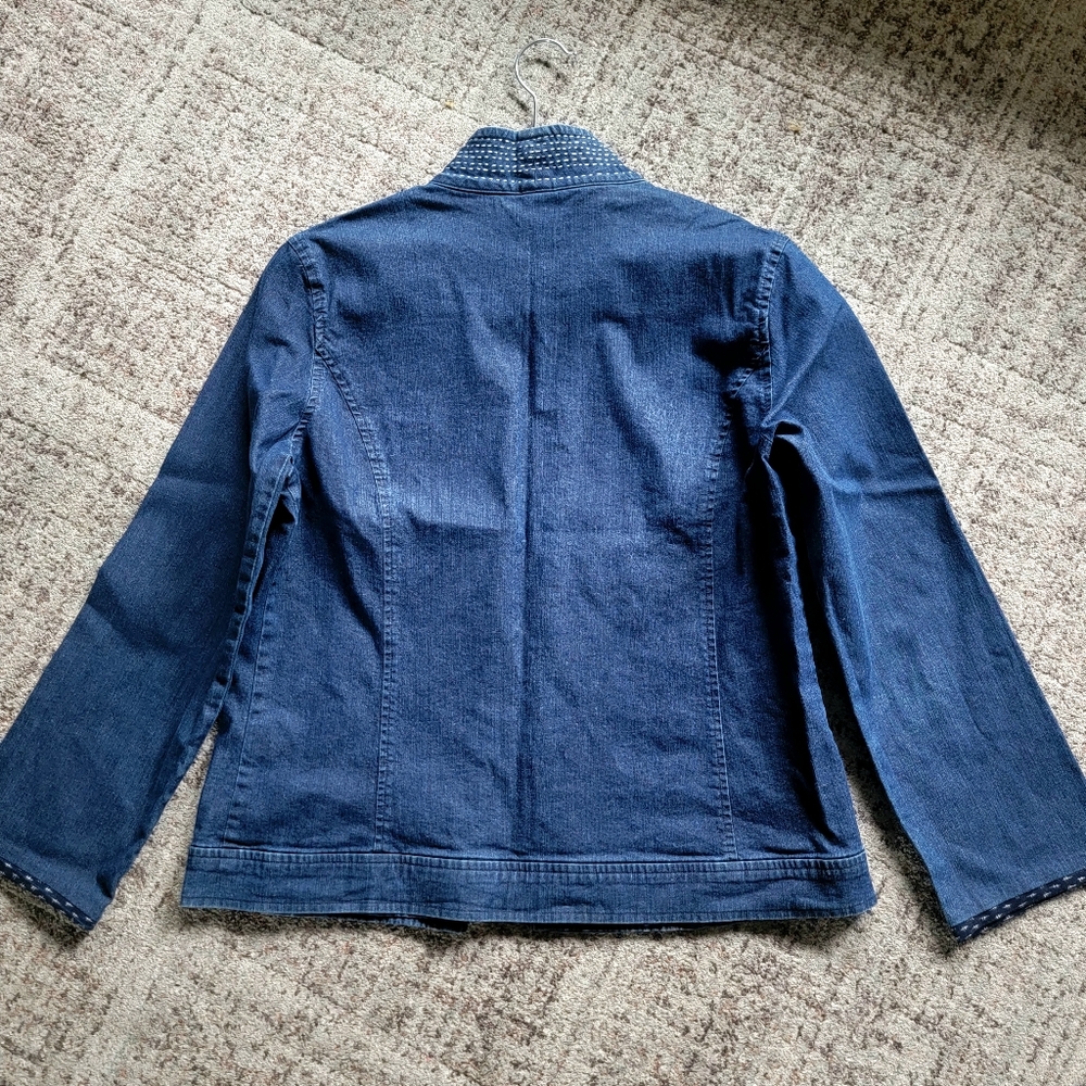Eileen Fisher Open‎ Front High Collar Soft Denim Jacket Small - Picture 6 of 13